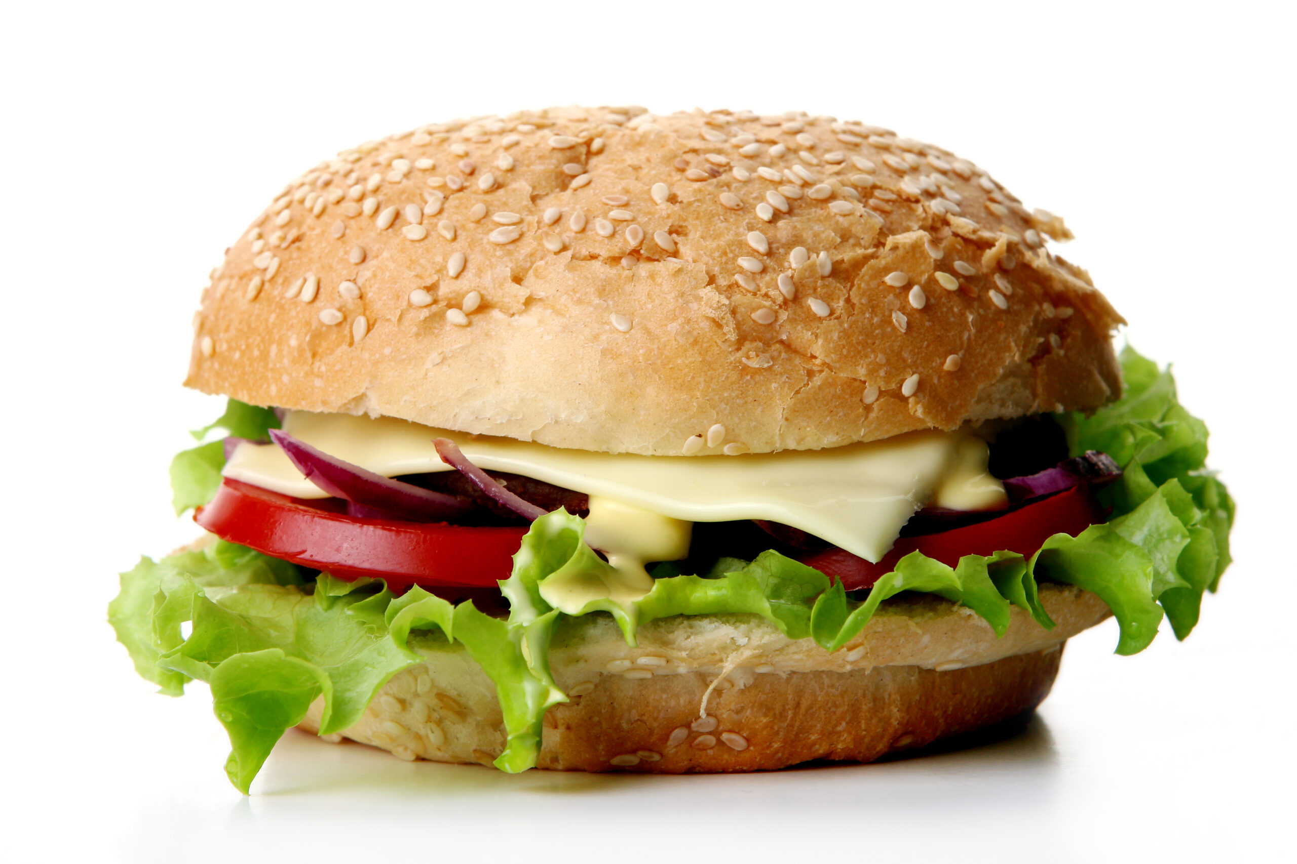 Fresh hamburger with salad and onion